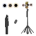 M MYBAT PRO 3 in 1 Flexible Phone Tripod with Wireless Remote,72" Tall Travel Tripod Stand w 1/4" Screw,Selfie Stick w Light for Photo Vlog, 360°