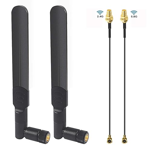 8dBi WiFi Antenna RP-SMA Male Wireless Network 2.4GHz 5.8GHz Dual Band with U.FL/IPEX to RP-SMA Female Pigtail Cable for Mini PCIe Card Wireless