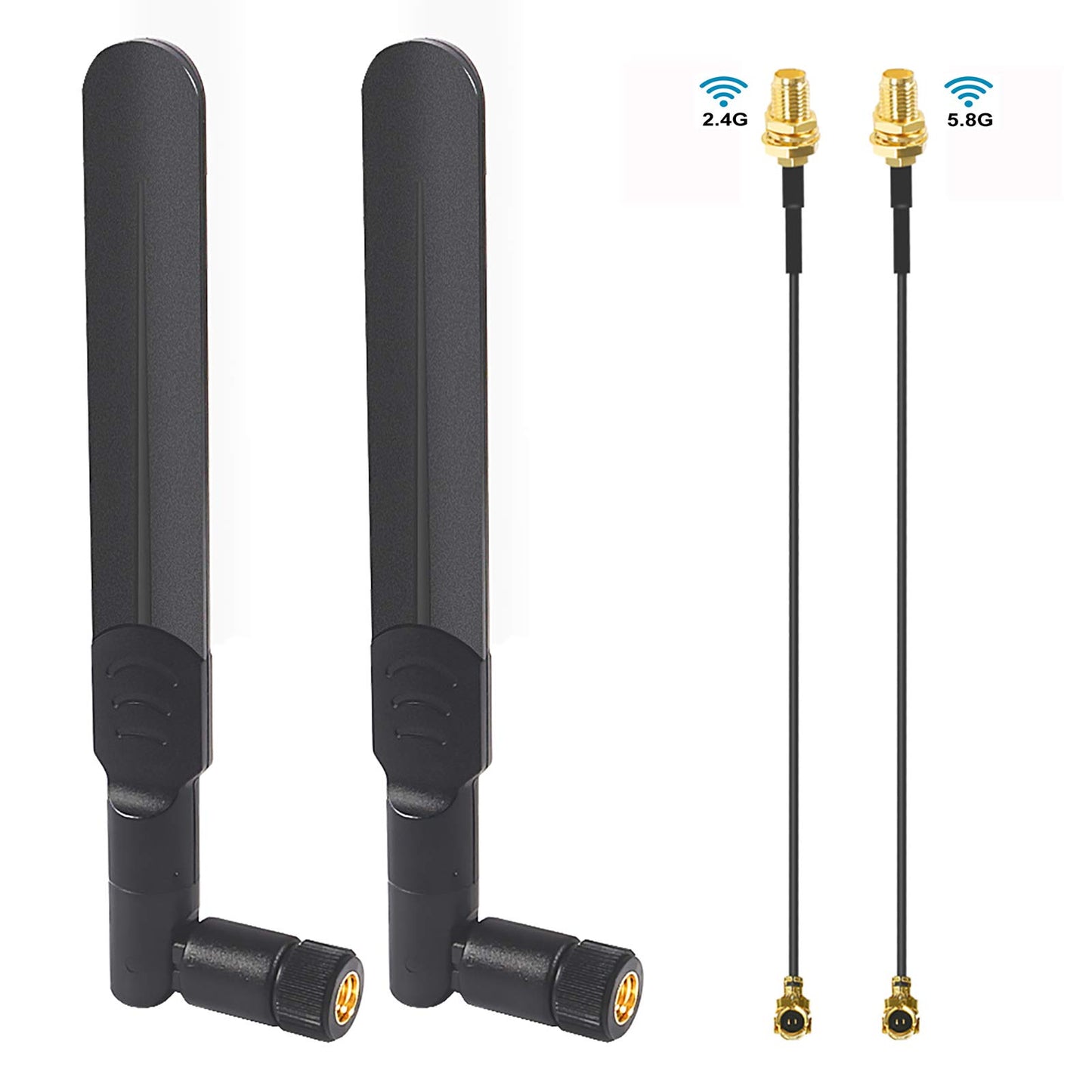 8dBi WiFi Antenna RP-SMA Male Wireless Network 2.4GHz 5.8GHz Dual Band with U.FL/IPEX to RP-SMA Female Pigtail Cable for Mini PCIe Card Wireless
