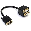 StarTech.com 1 ft. VGA to VGA Splitter Cable - M/F Dual Monitor Video Cable Splitter (VGASPL1VV) Black