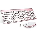 FENIFOX Keyboard and Mouse Wireless, USB 2.4GHz Combo Silent Quiet Low Profile Compact Full Size Flat Slim Thin Portable with Number Pad Soft Cover