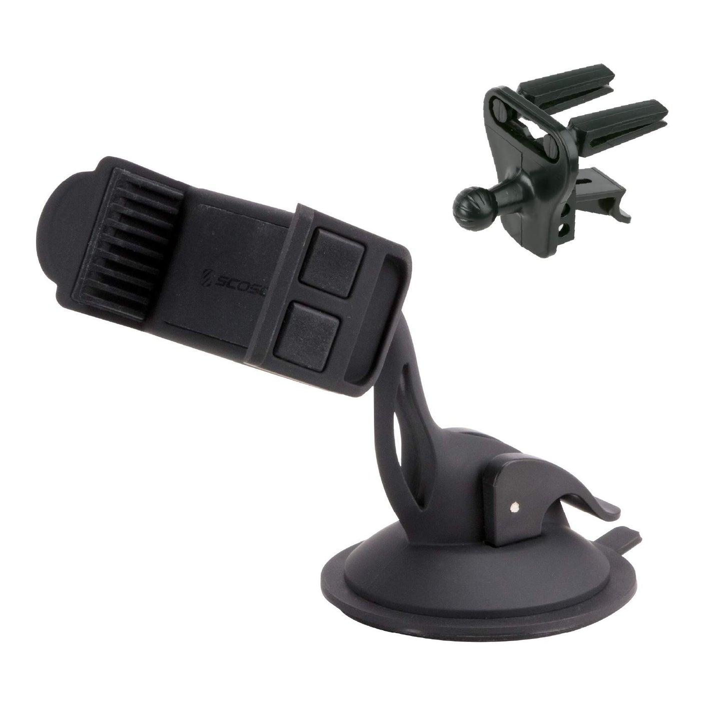 Scosche HDVM Universal 3-in-1 Vent/Windshield/Dashboard Cell Phone Holder Car Mount, Suction Cup Phone Mount with Vent Clip, Compatible with iPhone