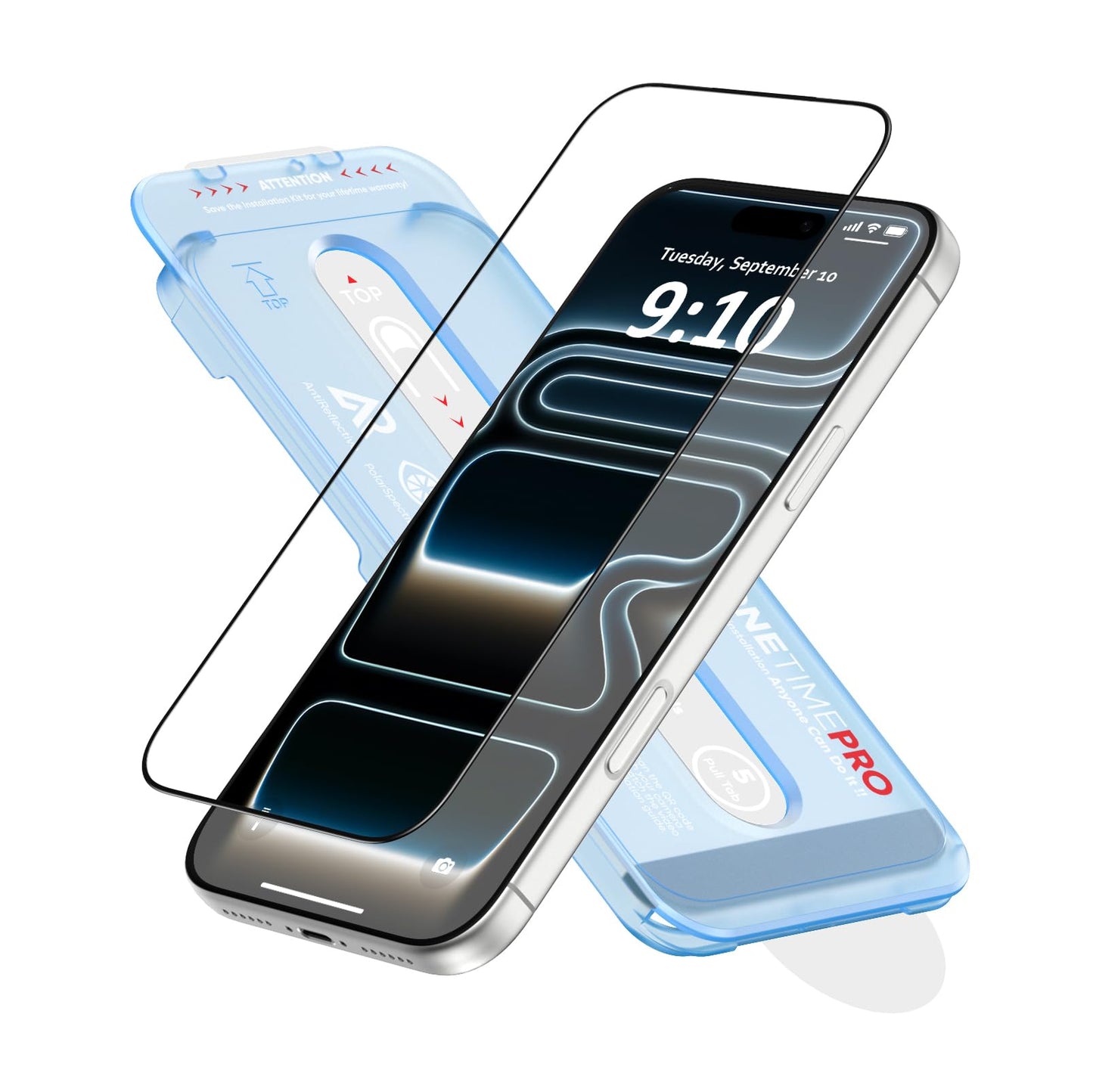 FLOLAB NanoArmour ONETIME PRO for iPhone 17 Screen Protector, Anti-Reflective, PolarSpectra Anti-Rainbow, 3D Tempered Glass, Edge Reinforced, Easy
