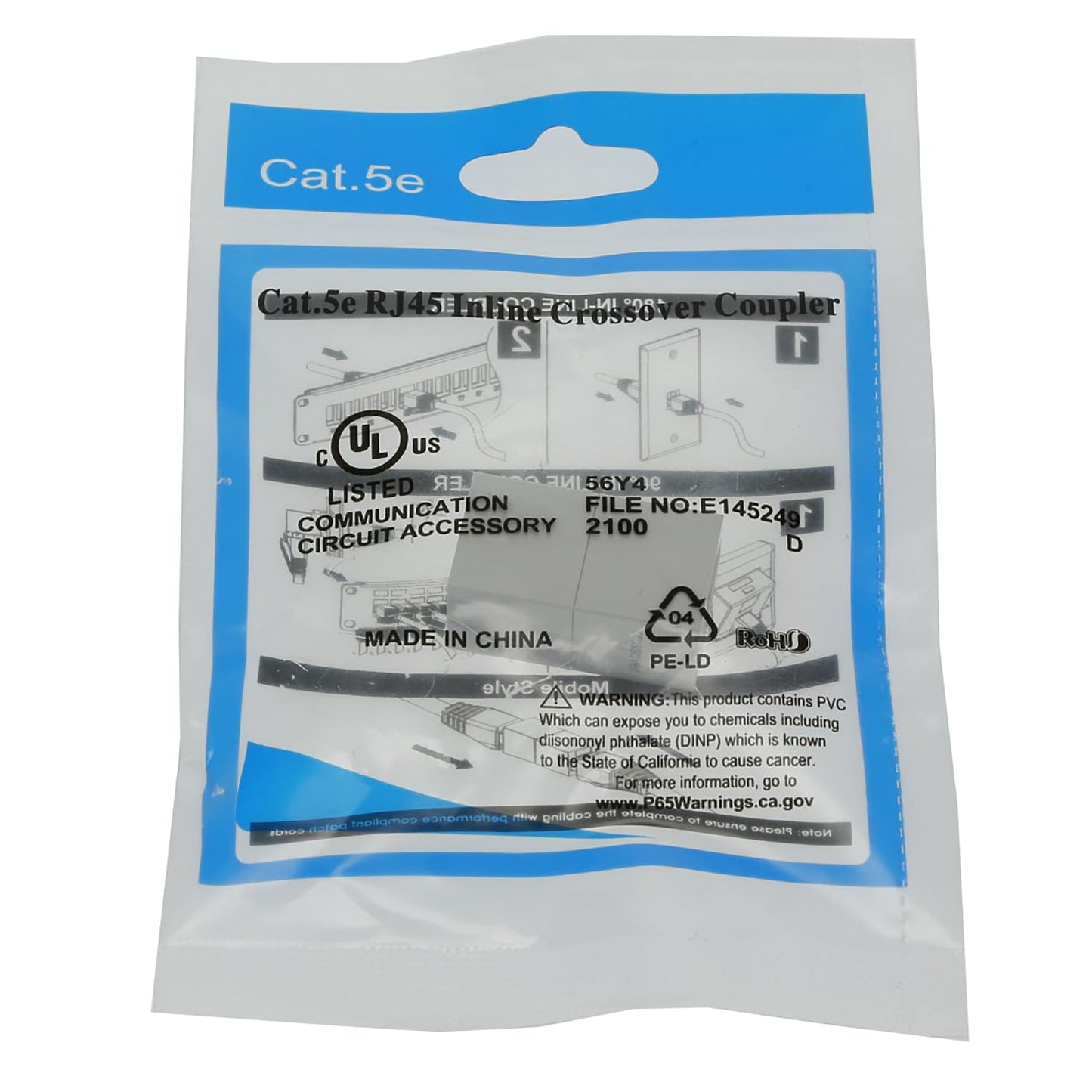 InstallerParts Cat 5E RJ45 Inline Crossover Coupler White