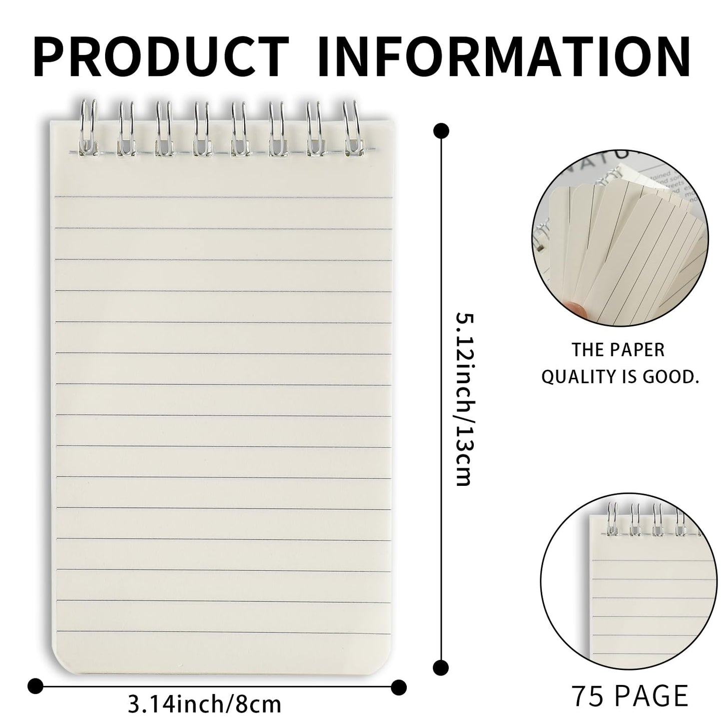 Pocket Notebook Mini Notepad Small Spiral Notebooks 3X5Inch(6-lucency)
