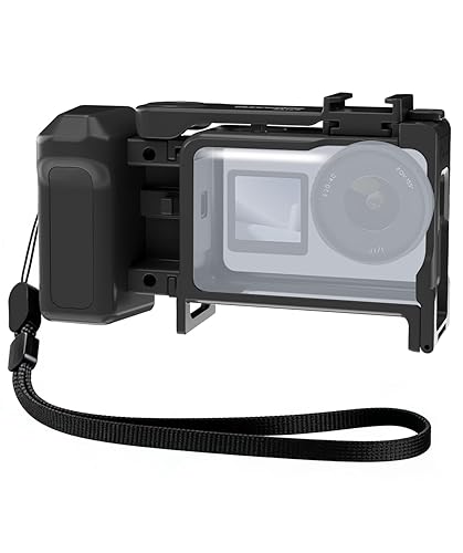 Street Grip Kit for DJI Action 6 with Protective Frame Cage, Plastic Camera Grip Handle Holder with Shutter Button, Quick Release, Cold Shoe, Wrist