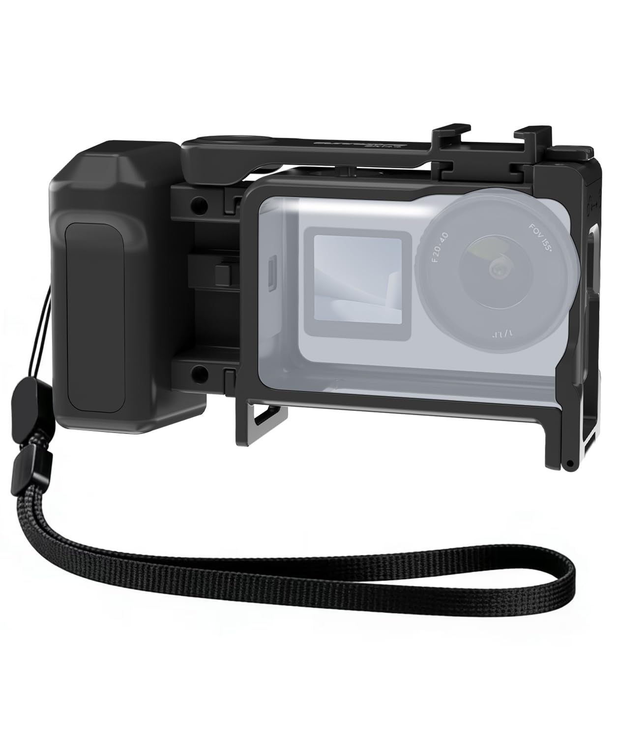Street Grip Kit for DJI Action 6 with Protective Frame Cage, Plastic Camera Grip Handle Holder with Shutter Button, Quick Release, Cold Shoe, Wrist