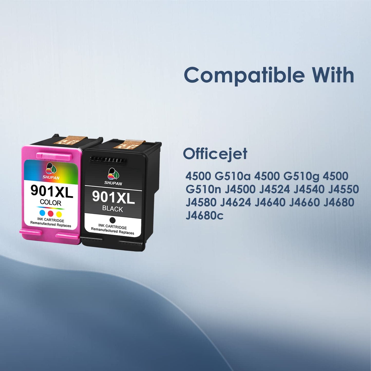 SHUPAN 901XL Ink Cartridge Combo Pack Replacement for HP 901XL 901 XL Ink Cartridge Work with HP Officejet 4500 J4500 J4524 J4540 J4640 J4550 J4580