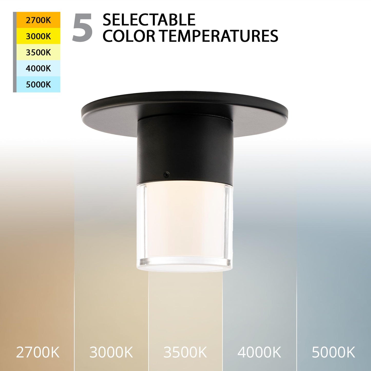 WAC Lighting Twist-N-Lite LED 3.5in Surface Mount Cylinder Ambient Light with 5CCT Selectable Color Temperature in Black