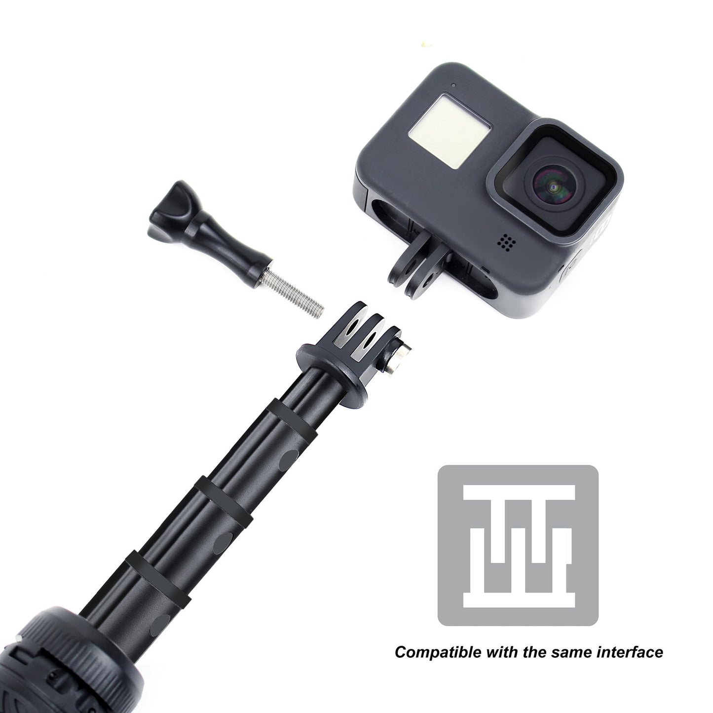 GEPULY 34''Extended Selfie Stick Underwater Tripod Waterproof Hand Grip for Go Pro Hero 13 12 11 10 9 8 7 6 5 4, AKASO,SJCAM,DJI Action 6