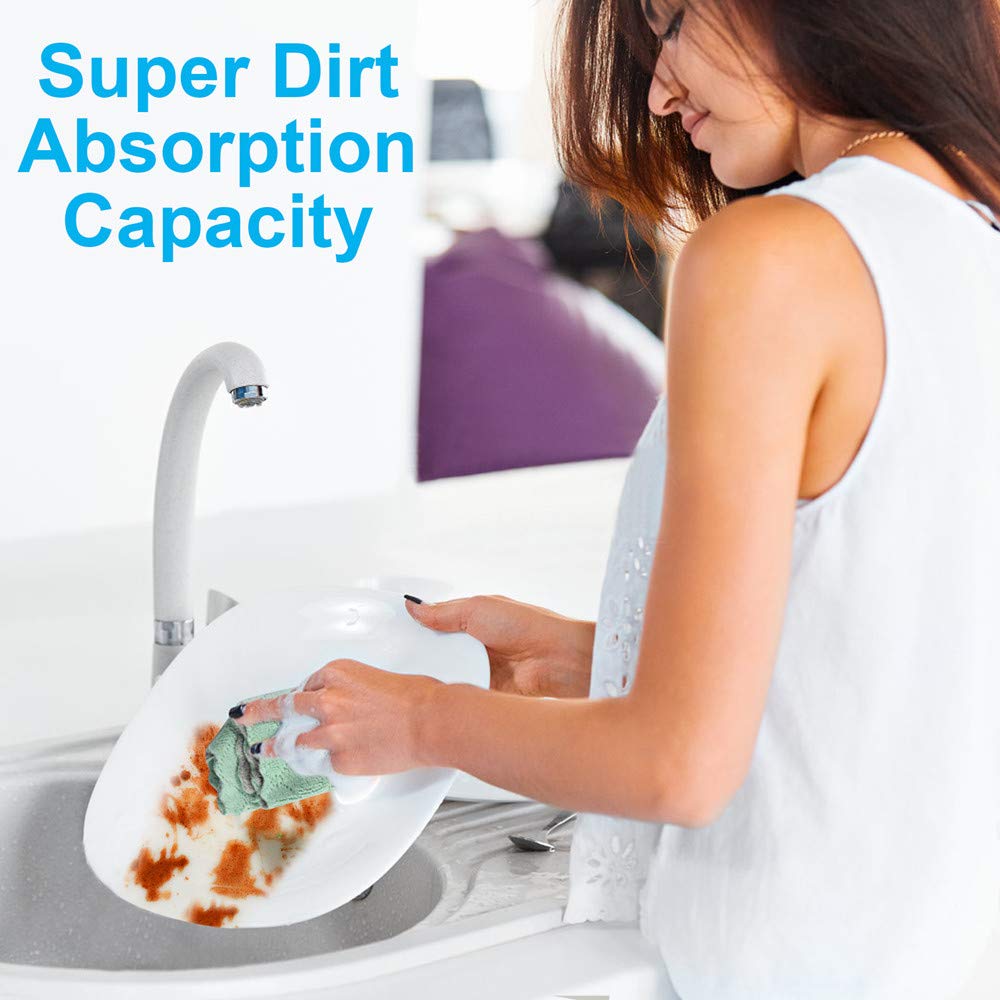 OstWony 12-Pack Kitchen Dish Towels – Double-Sided Microfiber Cleaning Cloths for Dishes, Furniture, Car & More, 10"x6" Reusable Rags