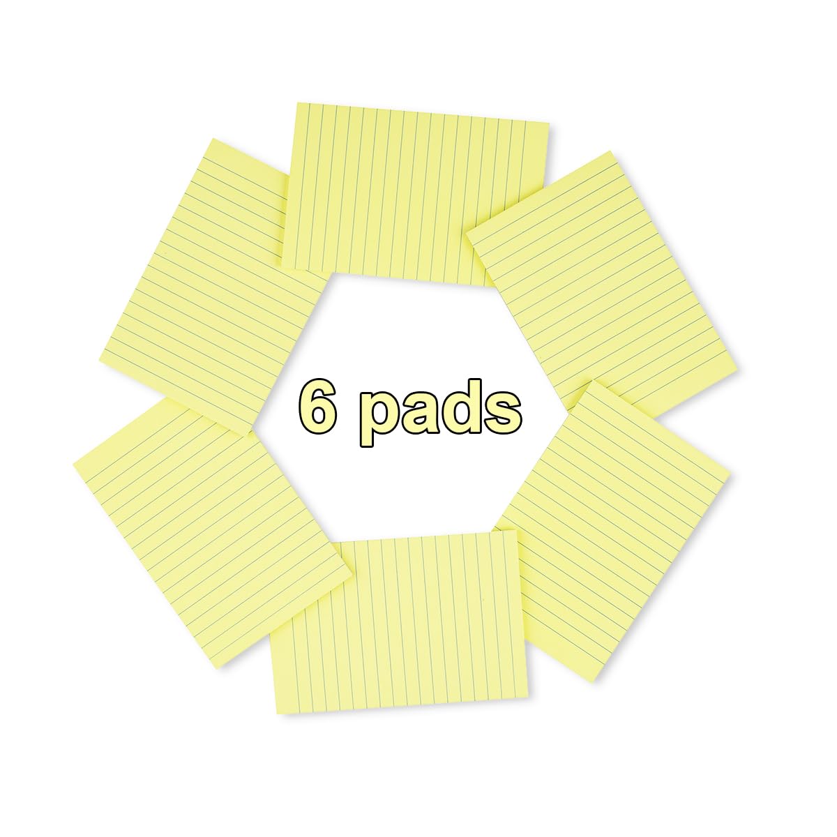(6 Pack) Lined Sticky Notes 4x6 in,Yellow Large Notepads with Lines