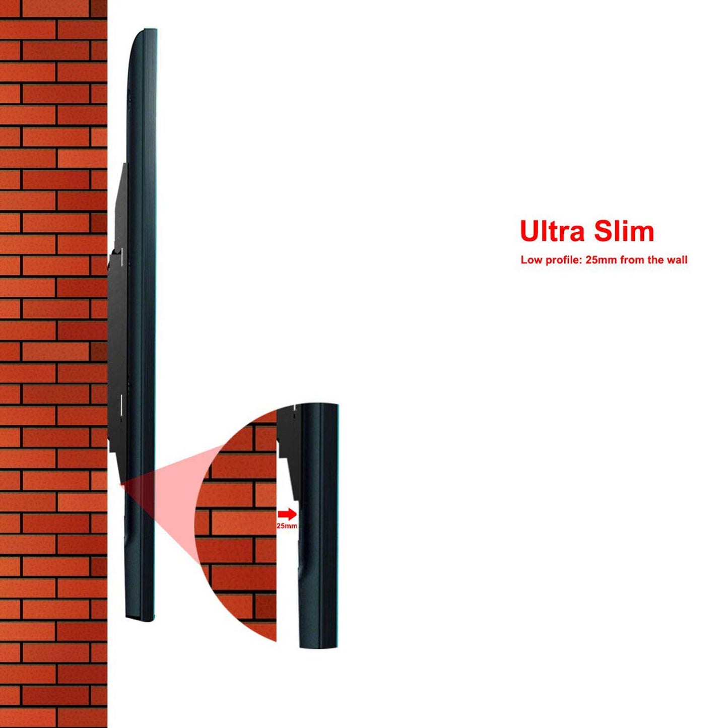 TV Wall Mount, Ultra Slim Articulating Heavy-Duty Bracket Fixed Low Profile for 20 22 24 32 39 40 14-42 inch LED OLED LCD Monitor Flat Screen Plasma