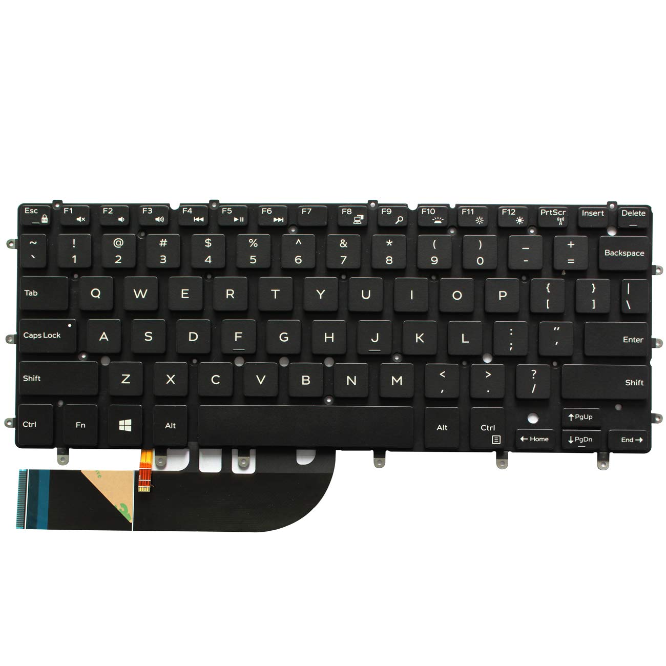 U Brand Modern Black Ergonomic Backlit 104 Key USB-A or USB-C Mechanical Keyboard for Dell XPS 13 9343/9350/9360, Inspiron 13 7347/7348/7352, Inspiron