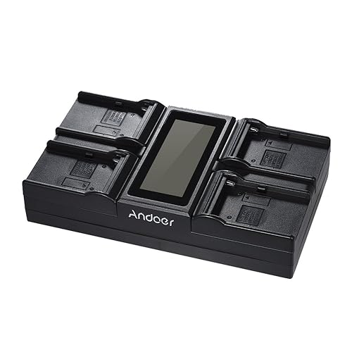 Andoer 4-Channel Digital Camera Battery Charger LCD Display for Sony Canon Camera (NP-F970)