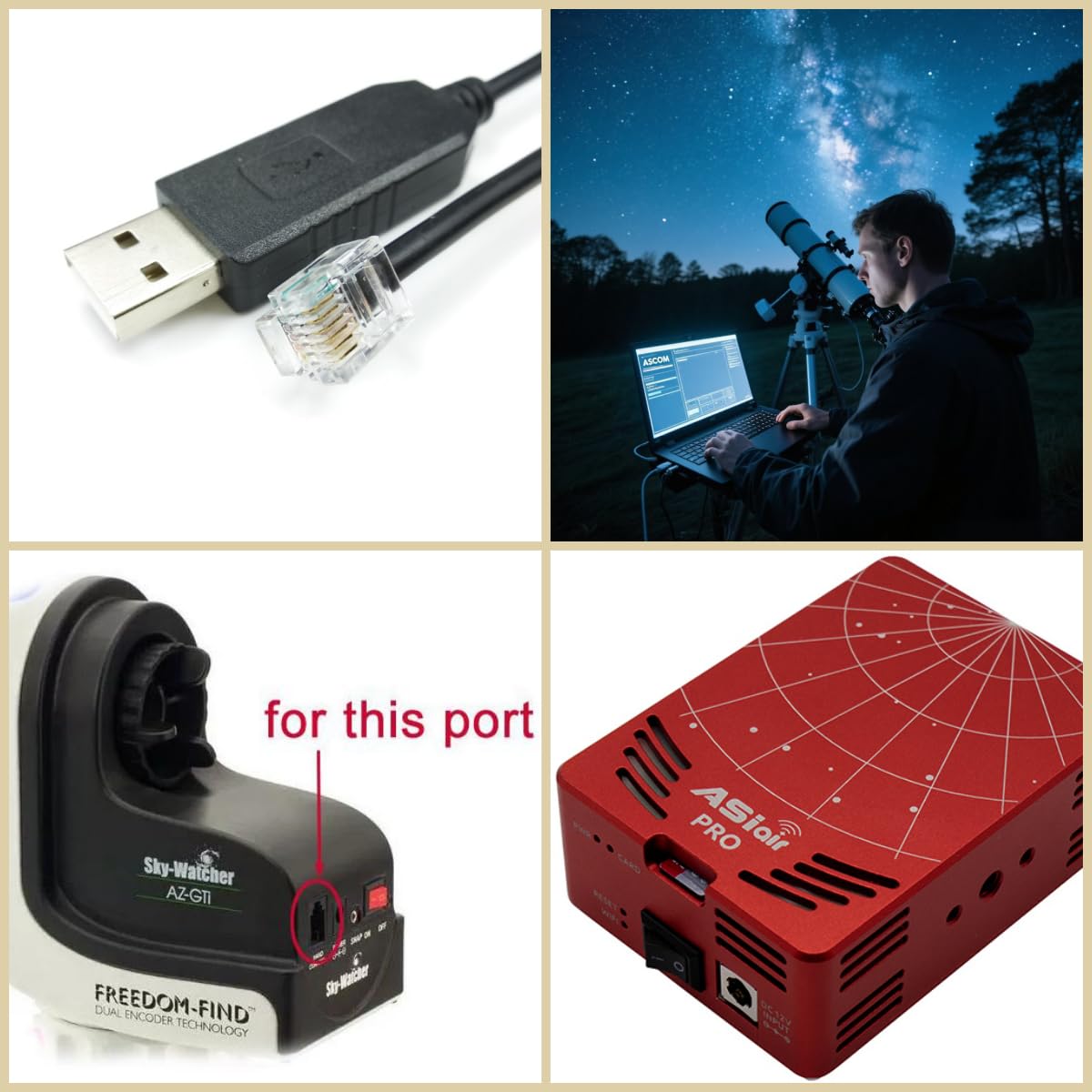 Washinglee RJ12 Control Cable for Skywatcher AZ-GTI and AZ-GTE, for Computerized Alt-Az Tracking Mount (6 FT / 1.8M)