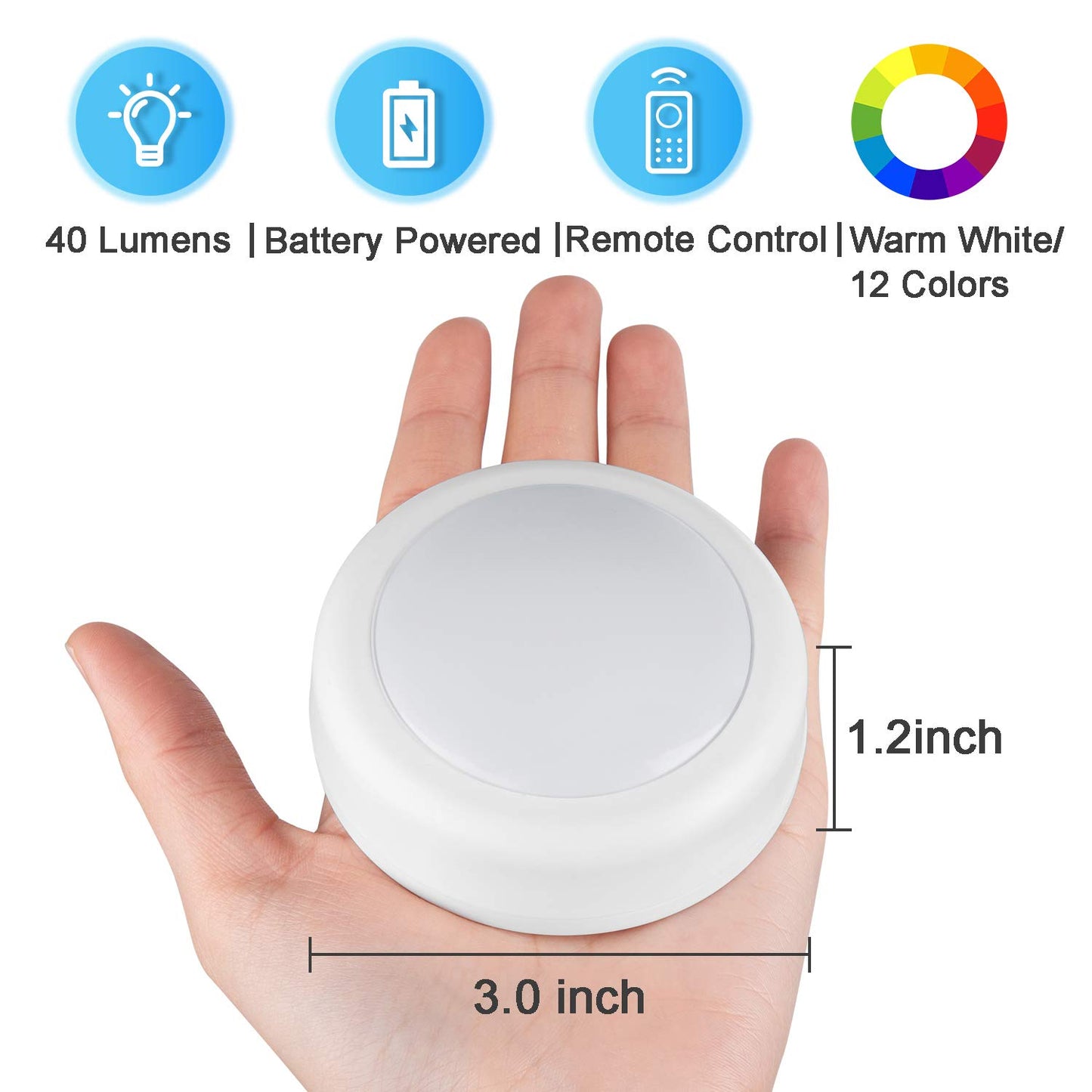 Alivation Led Under Cabinet Lighting Battery Operated Light, 6 Puck Lights with Remote Control, 13 Color Changing Stick on, Touch Push Tap Lights