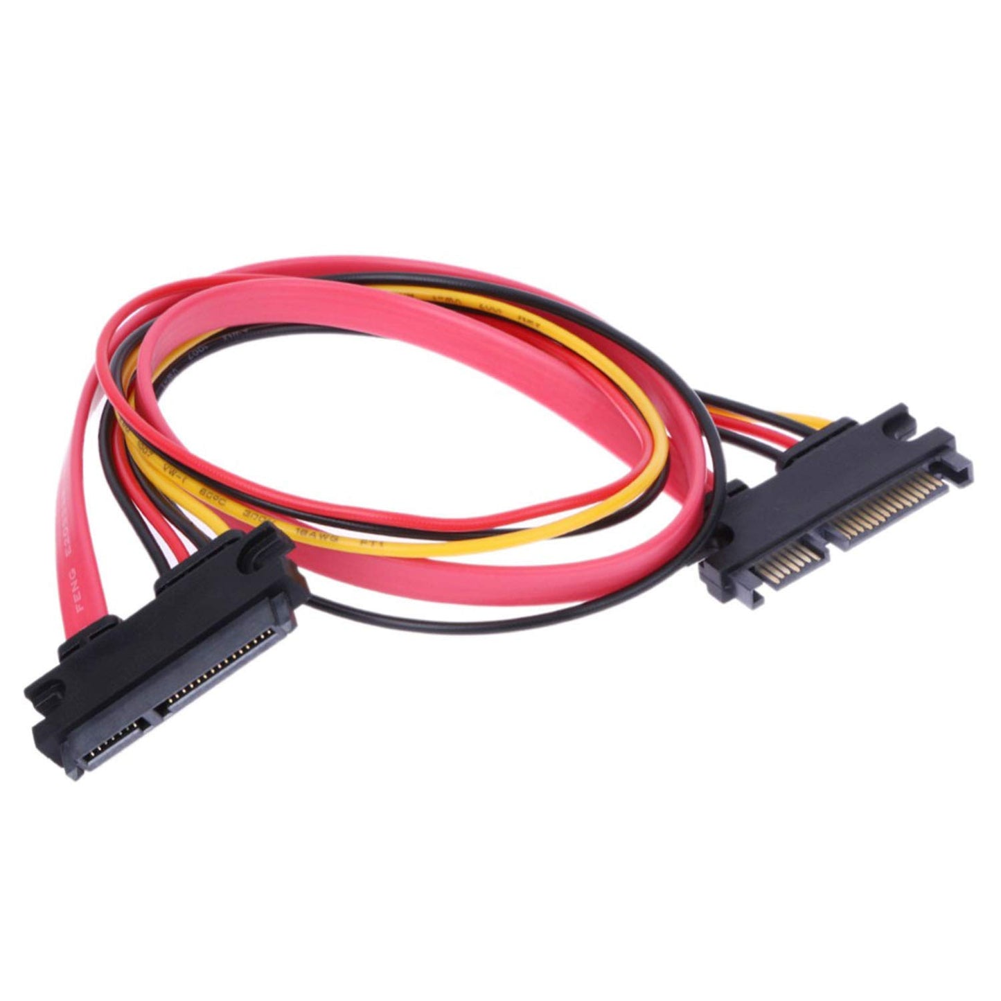 RLECS 2-Pack 50cm SATA Power Cable 22Pin (7+15) Male Plug to 22 Pin Female Jack Connector SATA Serial ATA Data Power Combo Extension Cables Wire Cords