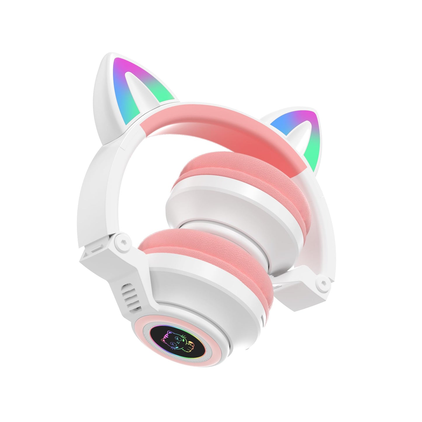 Bluetooth Headphones Girl Kids,Cat Ear LED Light Wireless/Wired Headset,85 dB Volume Limited, Foldable,Built-in Mic,Support FM/Micro SD/TF,for…