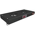 Rack Mount Fan - 2 Fan Server Cooling System - 1U 19" Rackmount Cabinet Panel Adjustable Temperature Control (Digital Heat Monitor Display) Sensor