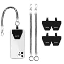 OUTXE Phone Lanyard Tether with 4 Patch- 2× Phone Tether, 4× Phone Patch with Adhesive, Compatible with Smartphone- Silver