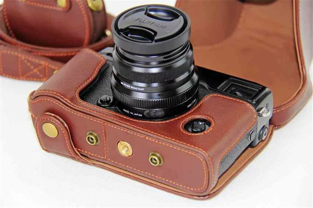 X-Pro2 X-Pro 3 Case, BolinuUS Genuine Real Leather Camera Case Bag Cover for Fuji X-Pro2 Fujifilm X Pro2 X-Pro3 XPro3 with XF35mm Lens Bottom Opening