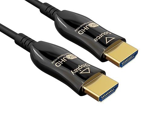 Cable Leader 50 ft 4K, 60Hz UHD CMP Fiber Optic HDMI Cable 2.0, Plenum Rated, Hybrid Active Optical Cable (AOC). Supports HDR, EDID, HDCP2.2, 3D, CEC
