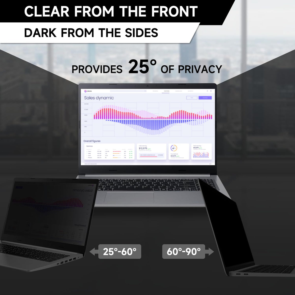 ANTOGOO V 14 Inch 16:10 Laptop Privacy Screen Filter, Anti Blue Light Glare & Anti Scratch Computer Privacy Shield for 14" with 1920x1200 Aspect Ratio