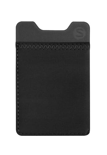 Smartish Silk Stick-on Phone Wallet - Sidecar Slim Expandable Credit Card Pocket - Fits iPhone and Android (Midnight Black)