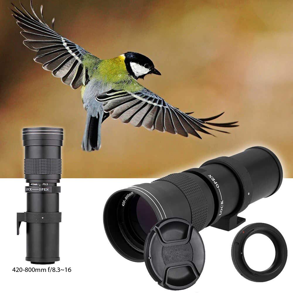 Commander Optics Super 420-800mm f/8 Manual Telephoto Zoom Lens for Nikon F Mount Digital DSLR Cameras with T-Mount + Photo Essential Accessory Kit