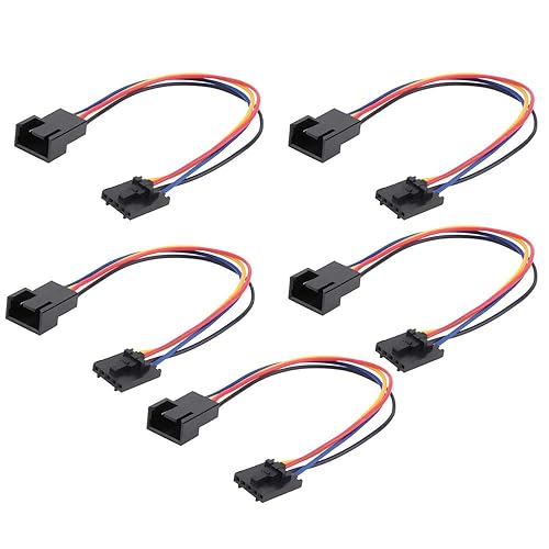 Wixine 5Pcs 5Pin to 4Pin Fan Connector Adapter Converter Extension Cable Wire