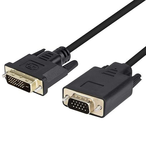 Wonlyus DVI to VGA Cable, DVI-D 24+1 to VGA 6 Feet Cable Male to Male Gold-Plated Cord for Computer, PC Host, Laptop, Graphics Card to HDTV, LG HP