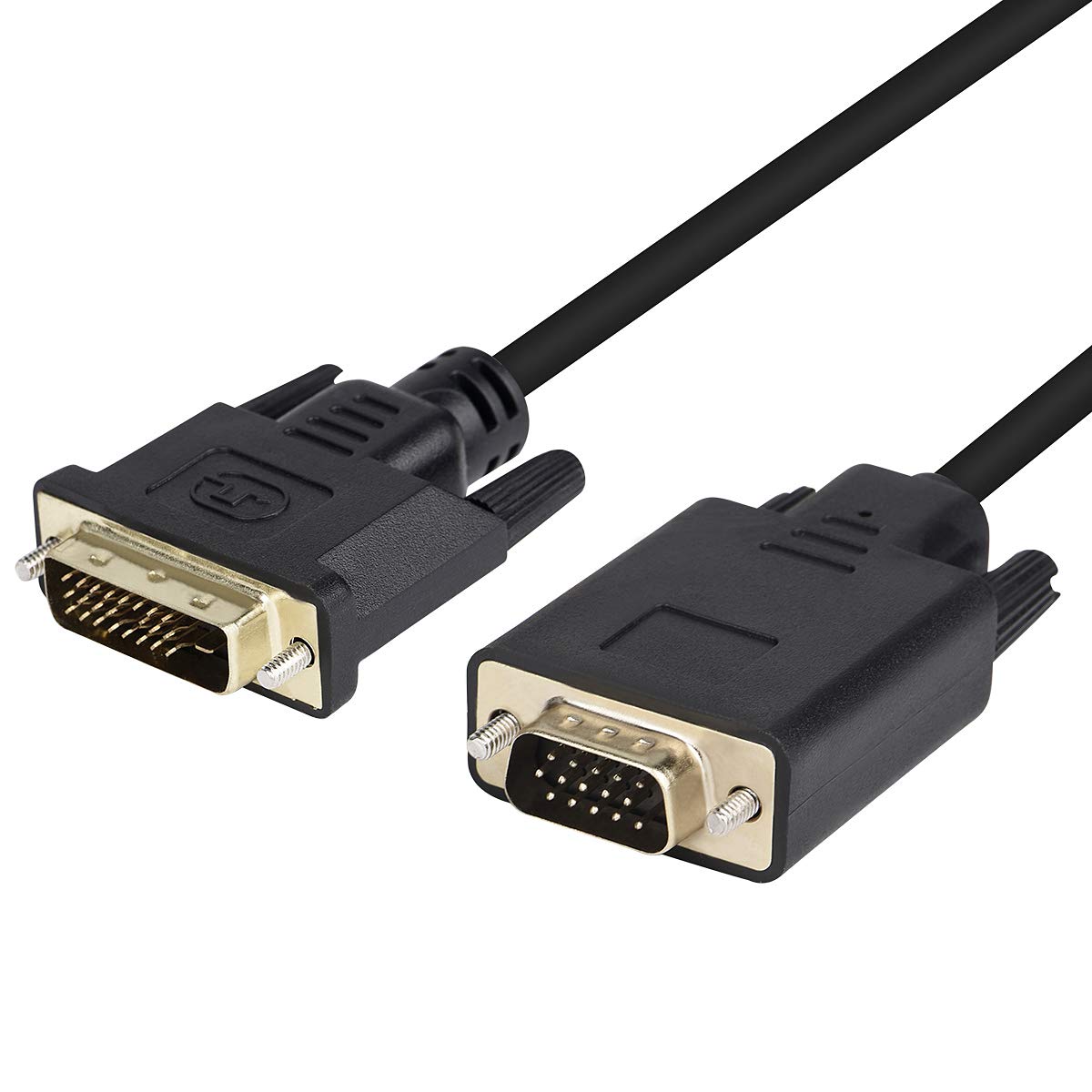 Wonlyus DVI to VGA Cable, DVI-D 24+1 to VGA 6 Feet Cable Male to Male Gold-Plated Cord for Computer, PC Host, Laptop, Graphics Card to HDTV, LG HP