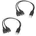 Adaptermvp USB 2.0 Adapter, Dual USB Female Jack Y Splitter Charger Cable (2 Pack) for Laptop/Tablet/Smartphone Data Transmission/Charging