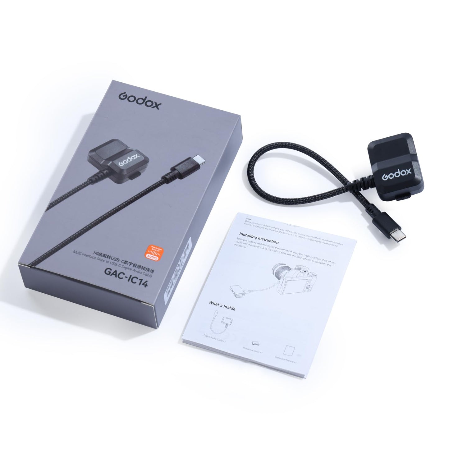 GODOX GAC-IC14 Mi Hot Shoe to USB-C Digital Audio Adapter Cable for Sony ZV-1/ZV-E10/A7M4/A7C2 - UAC Audio Conversion, Stable Signal