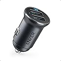Anker 320 Car Charger (24W II), Mini Aluminum Alloy Dual USB with Blue LED for iPhone16 15 14 13 12 Series, iPad Pro/Air 2/Mini, Galaxy and More - Not
