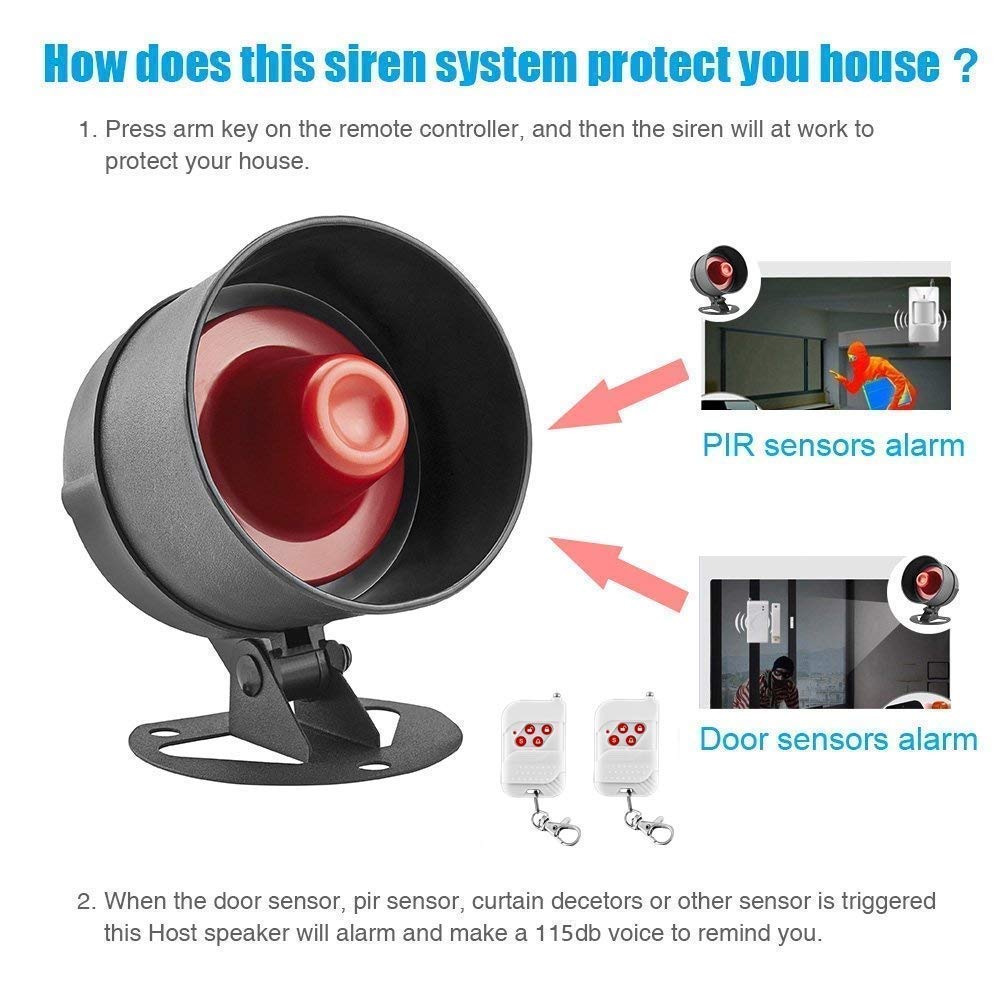 KERUI Home Security System Indoor Outdoor Weather-Proof Siren Window Door Sensors Motion Sensor Alarm with Remote Control More DIY, Wireless House