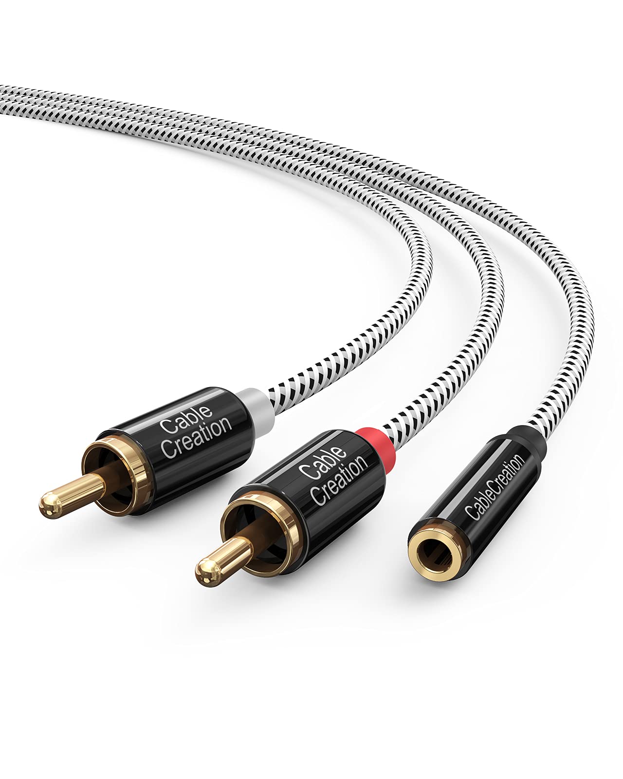 CableCreation 3.5mm to RCA Cable, 3.5mm Female to 2RCA Male Stereo Audio Cable Gold Plated for TV,Smartphones, MP3, Tablets, Speakers,Home