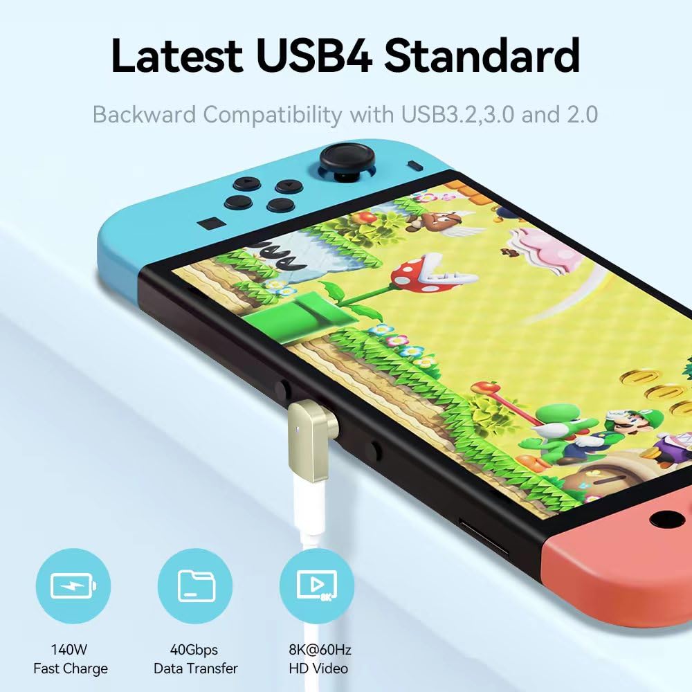 HESKUL Magnetic USB C Adapter - 140W Fast Charging, 8K@60Hz HD Video Output, 40Gbps USB4 Transfer - Compatible with Apple iPhone 15, MacBook Pro Mac…