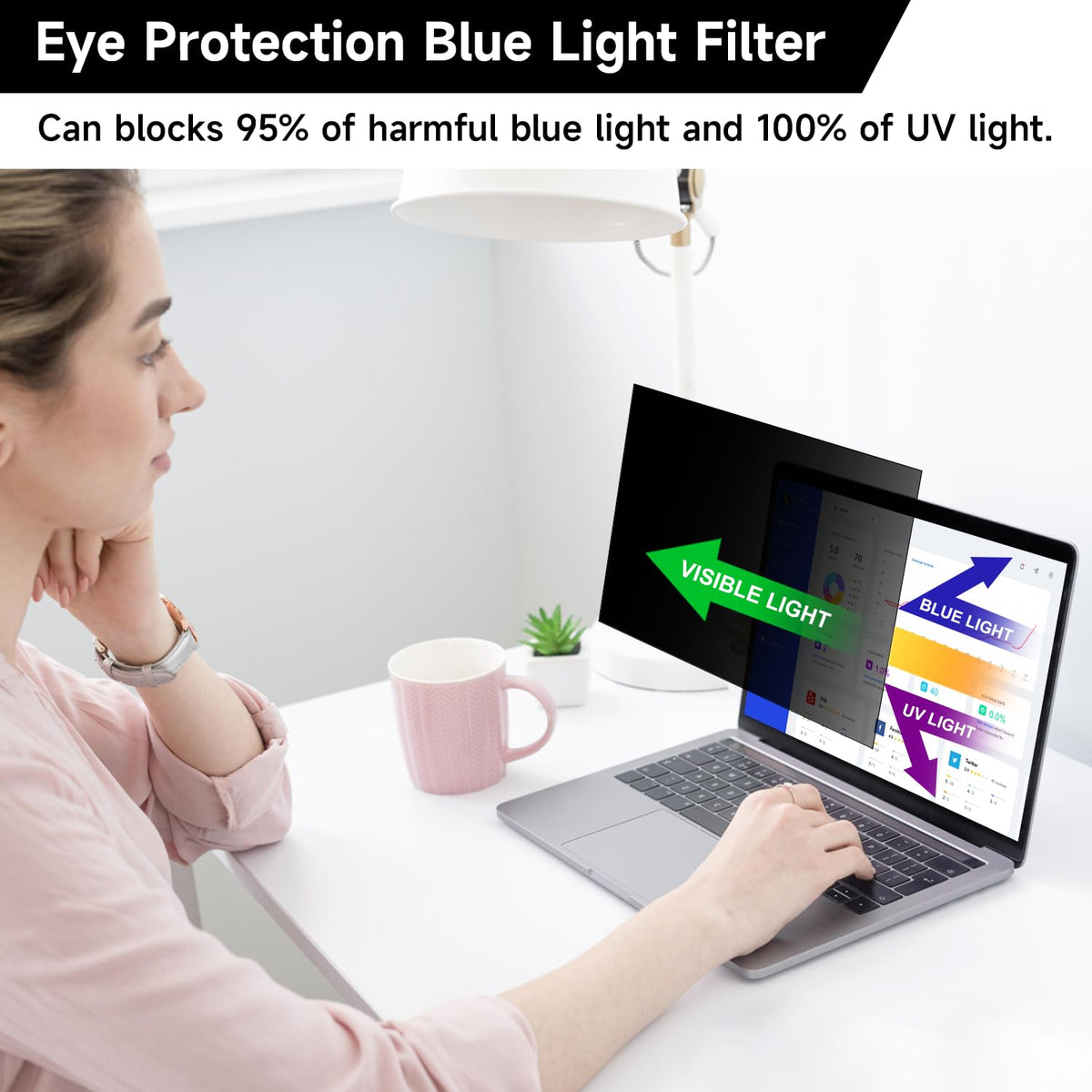 ANTOGOO V 14 Inch 16:10 Laptop Privacy Screen Filter, Anti Blue Light Glare & Anti Scratch Computer Privacy Shield for 14" with 1920x1200 Aspect Ratio