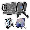 Famous Tech Shop Wireless Car Charger Mount 15W Fast Charging Phone Holder with Auto Rotation, Dual Mount Dashboard and Windshield Car Phone Holder