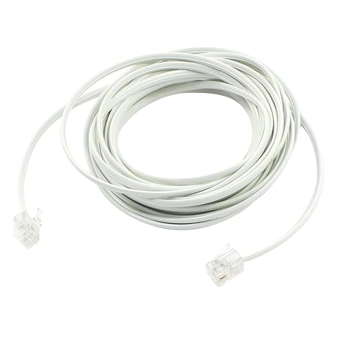 uxcell RJ11 Modular Phone Cable Wire, 5M 16.4 Foot for Landline Telephone, White