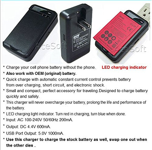 Portable Dock Wall USB/AC Battery Charger 3feet Micro USB Cable Compatible with MetroPCS LG Stylo 3 Plus MP450
