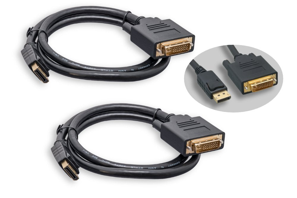 Cablelera DisplayPort to DVI Cable, Passive DP to DVI-D, 3ft, 2-Pack - One-Way DisplayPort Source to DVI Display