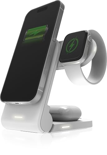 STM ChargeTree Mag: 3-in-1 MagSafe Wireless Charging Station for iPhone 17, 16, 15, 14, 13, & 12 Series, Apple Watch, and AirPods - Foldable