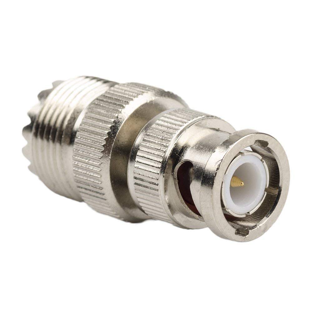 TengKo BNC Male to UHF Female SO-239 SO239 Adapter Connector RF Coaxial Coax Adapter for Antenna Coaxial Cable Radio Scanner (2 Pack)