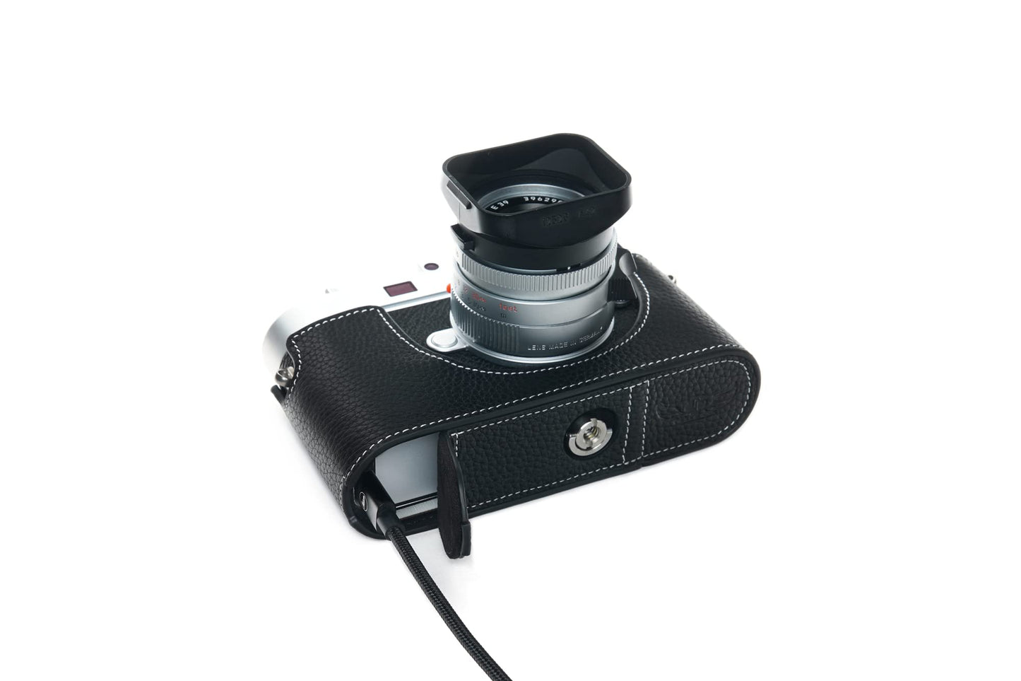BolinUS For Leica M11 Camera Case, Handmade Genuine Real Leather Half Camera Case Bag Cover for Leica M11 Camera Bottom Opening Version + Hand Strap