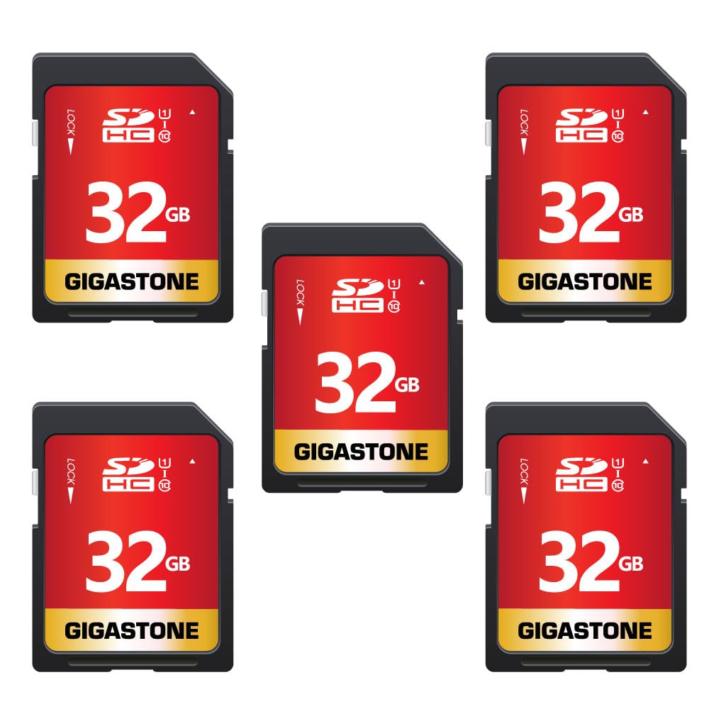 GIGASTONE 32GB SD Card 5-Pack UHS-I U1 Class 10 SDHC Memory Card High-Speed Full HD Video Compatible with Canon Digital Camera, SPYPOINT TACTACAM