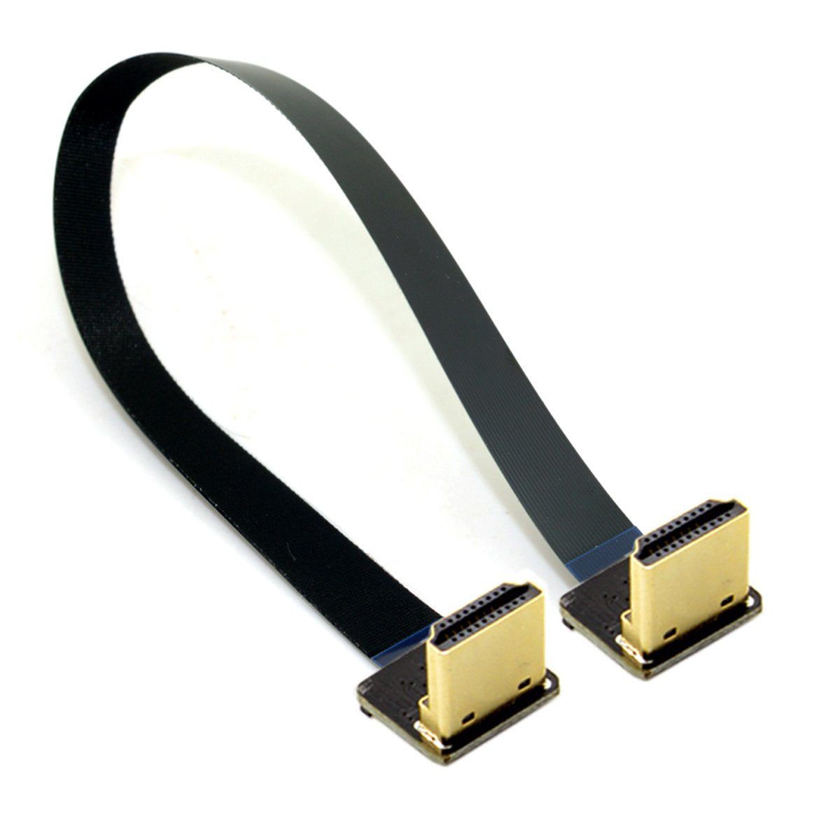 Cablecc CYFPV Dual 90 Degree Down Angled HDMI Type A Male to Male HDTV FPC Flat Cable 20cm for FPV HDTV Multicopter Aerial Photography