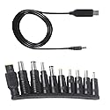 10pcs DC Connectors Plug Kit 5.5 x 2.1mm Connectors Kit Universal Laptop Input DC Plug Set Power Adapter Tips with Converter Cable 5V to DC 12V